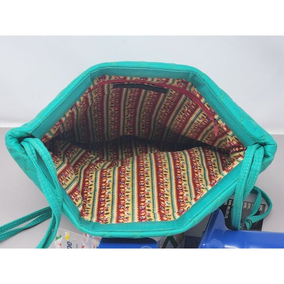 Shirl Miller LTD Quilted Aqua Green‎ Shoulder Bag Straps Colorful Lined Interior - Picture 4 of 14